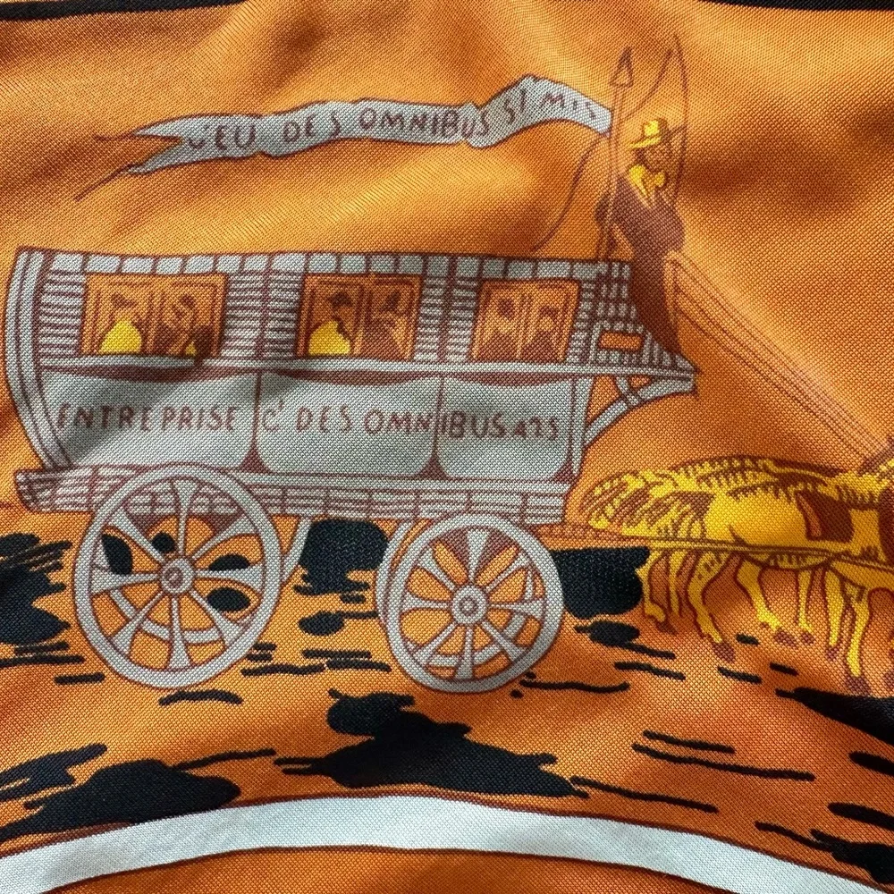Hermes Silk Jersey 38” by 35”scarf shawl wrap Jeu Des Omnibus Et Dames Blanches